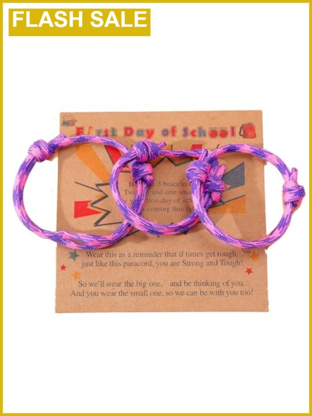 Back to School Nylon Rope Bracelet Set Adjustable First Day Gift for Son